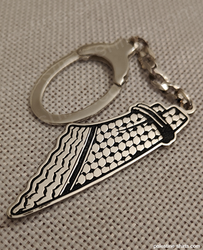 Palestine silver keychain of Kuffiyeh (shemagh) pattern with ekal 